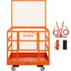 Forklift Safety Cage, 1400lbs Load Capacity, 43'' x 45'' Forklift Work Platform with Safety Harness & Lock, Drain Hole & Wheels & Tool Basket, Dual No