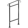 Outdoor Stair Railing, Fit 1 or 2 Steps Wrought Iron Handrail, Adjustable Front Porch Hand Railings, Black Transitional Hand Rail for Concrete Steps o