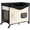 Elevated Lounge Pet Bed, Foldable Bunk Dog Bed with 600D Oxford Cloth and Dutch Velvet, Portable Raised Cot with Wheels, Side Storage Bags, and Carry
