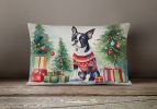 Waiting on Christmas Throw Pillow Throw Pillow for Indoor Couch Bed Outdoor Patio Washable, Boston Terrier 1276,12Hx16W