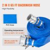 Suction Hose Kit for Water Pump, with 2 in x 65 ft Blue Backwash Hose, 20 ft Green Suction Hose, and Steel Round Hole Strainer, Camlocks, Clamps, Cam