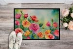 Roses in Watercolor Doormat Front Door Mat Indoor Outdoor Rugs for Entryway, Non Slip Washable Low Pile, 24H X 36W