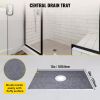 Shower Curb Kit, 48"x72" Watertight Shower Curb Overlay with 4" ABS Central Bonding Flange, 4" Stainless Steel Grate, 2 Cuttable Shower Curb and T