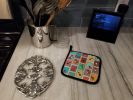 Lots of Black Face Boxer Pair of Pot Holders Kitchen Heat Resistant Pot Holders Sets Oven Hot Pads for Cooking Baking BBQ, 7 1/2 x 7 1/2