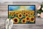 Kansas Sunflowers in Watercolor Doormat Front Door Mat Indoor Outdoor Rugs for Entryway, Non Slip Washable Low Pile, 24H X 36W