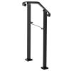 Handrails for Outdoor Steps, Fit 1 or 2 Steps Outdoor Stair Railing, Arch#1 Wrought Iron Handrail, Flexible Porch Railing, Black Transitional Handrail