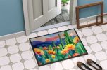 NEW Arizona Saguaro Cactus Blossom in Watercolor Doormat Front Door Mat Indoor Outdoor Rugs for Entryway, Non Slip Washable Low Pile, 18H X 27W