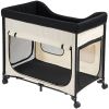 Elevated Lounge Pet Bed, Foldable Bunk Dog Bed with 600D Oxford Cloth and Dutch Velvet, Portable Raised Cot with Wheels, Side Storage Bags, and Carry