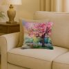 Michigan Apple Blossoms in Watercolor Throw Pillow Machine Washable, Indoor Outdoor Decorative Pillow for Couch, Bed or Patio, 18Hx18W