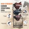 Freestanding Saddle Stand, 30 x 30 x 68.5 in, 3 Tiers Saddle Rack, Heavy Duty Saddle Blanket Holder with Removable & Rotating Tiers, English & Western