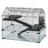 Hamster Cage, 360Â° Viewing Transparent Hamster Habitats, Small Animal Cage, 29.5 x 17.3 x 24 in, Ventilated Pet Mouse Cages with Water Bottle, Portab
