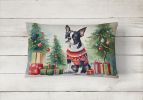 Waiting on Christmas Throw Pillow Throw Pillow for Indoor Couch Bed Outdoor Patio Washable, Boston Terrier 1276,12Hx16W