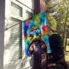 Hippie Animal Tortoise Turtle House Flag Large Porch Sleeve Pole Decorative Outside Yard Banner Artwork Wall Hanging, Polyester, House Size, Multicolo