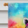 Hippie Animal Raccoon House Flag Large Porch Sleeve Pole Decorative Outside Yard Banner Artwork Wall Hanging, Polyester, House Size, Multicolor