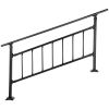 Outdoor Stair Railing, Fits for 1-5 Steps Transitional Wrought Iron Handrail, Adjustable Exterior Stair Railing with Fence, Handrails for Concrete Ste