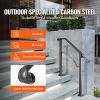 Handrails for Outdoor Steps, Fit 2 or 3 Steps Outdoor Stair Railing, Arch#2 Wrought Iron Handrail, Flexible Porch Railing, Black Transitional Handrail