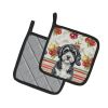 Portuguese Water Dog Vegetables Pair of Pot Holders Pair 7.5x7.5 Quilted Insulated Hot Pads Decorative Kitchen Gift Made in USA