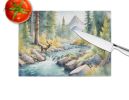 Mountain Stream Glass Cutting Board Decorative Tempered Glass Kitchen Cutting and Serving Board Large Size Chopping Board