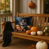 Sheltie Puppy Halloween Throw Pillow Machine Washable, Indoor Outdoor Decorative Pillow for Couch, Bed or Patio, 18Hx18W