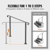 Handrails for Outdoor Steps, Fit 1-3 Steps Wrought Iron Handrail, Outdoor Stair Railing, Adjustable Front Porch Hand Rail, Black Transitional Hand rai
