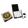 Sealyham Terrier Christmas Flowers PU Leather Note Paper Holder with Artist-Designed Cover, Desk Accessory, Office Gift