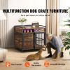 Furniture Style Dog Crate with Storage, 41 inch Dog Crate Furniture Large Breed with Double Doors, Wooden Dog Cage for Large/Medium Dog Indoor, Hold u