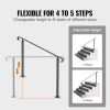 Handrails for Outdoor Steps, Fit 3-5 Steps Outdoor Stair Railing, Wrought Iron Handrail, Flexible Front Porch Hand Rail, Black Transitional Hand raili