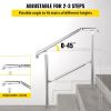 Stainless Steel Transitional Handrail fit for Level Surface and 2 to 3 Adjustable Stair Indoor Outdoor Step Railings 441lb Capacity with Installation