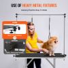 Pet Grooming Table Two Arms with Clamp, 46'' Dog Grooming Station, Foldable Pets Grooming Stand for Medium and Small Dogs, Free No Sit Haunch Holder w