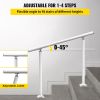 Outdoor Stair Railing Kit, 4 FT Handrails 1-4 Steps, Adjustable Angle White Aluminum Stair Hand Rail for The Elderly, Handrails for Outdoor Steps