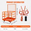 Forklift Safety Cage, 1400lbs Load Capacity, 43'' x 45'' Forklift Work Platform with Safety Harness & Lock, Drain Hole & Wheels & Tool Basket, Dual No