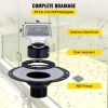 Shower Curb Kit, 48"x48" Watertight Shower Curb Overlay with 4" ABS Central Bonding Flange, 4" Stainless Steel Grate, 2 Cuttable Shower Curb and T