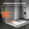 Shower Curb Kit, 60"x38" Shower Pan Kit with 6.3" Offset Drain, Lightweight EPS Shower Installation Kits with 2 Waterproof Cloths, Shower Pan Slope St