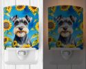 NEW Schnauzer in Sunflowers Ceramic Night Light Compact, UL-Certified, Ideal for Bedroom, Bathroom, Nursery, Hallway, Kitchen, 6x4x3, Multicolor