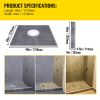 Shower Curb Kit, 48"x48" Watertight Shower Curb Overlay with 4" PVC Central Bonding Flange, 4" Stainless Steel Grate, 2 Cuttable Shower Curb and T