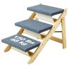 Wooden Pet Steps, Convertible 2-in-1 Dog Staircase & Ramp for Access to Beds, Sofas, and Vehicles, Three-Step Design Supports Pets up to 150 lbs, Idea