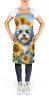 Tibetan Terrier in Sunflowers Apron Cooking Kitchen Server Baking Crafts Gardening for Adult Women Men, Unisex, Large, Multicolor