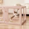 Dog Whelping Box, 60x39x23 in Plastic Dog Whelping Pen for Medium Sized Dogs, Waterproof Transparent Puppy Playpen with Windows & Door Lock, Easy to C