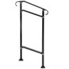 Outdoor Stair Railing, Fit 1 or 2 Steps Wrought Iron Handrail, Adjustable Front Porch Hand Railings, Black Transitional Hand Rail for Concrete Steps o