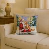 Golden Retriever with Santa Claus Throw Pillow Decorative Indoor Outdoor Accent Cushion for Couch, Bed or Patio, 18Hx18W