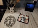 Portuguese Water Dog Vegetables Pair of Pot Holders Pair 7.5x7.5 Quilted Insulated Hot Pads Decorative Kitchen Gift Made in USA