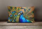 Watercolor Birds Throw Pillow Throw Pillow for Indoor Couch Bed Outdoor Patio Washable, Peacock 3255,12Hx16W
