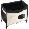 Elevated Lounge Pet Bed, Foldable Bunk Dog Bed with 600D Oxford Cloth and Dutch Velvet, Portable Raised Cot with Wheels, Side Storage Bags, and Carry