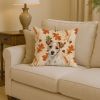 White with Tan Markings Russell Terrier Heirloom Fall Throw Pillow Decorative Indoor Outdoor Accent Cushion for Couch, Bed or Patio, 14Hx14W