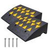Rubber Curb Ramp 2 Pack, 6" Rise Height Heavy-Duty 33069 lbs/15 T Capacity Threshold Ramps, Driveway Ramps with Stable Grid Structure for Cars, Wheelc