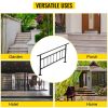 Outdoor Stair Railing, Fits for 1-5 Steps Transitional Wrought Iron Handrail, Adjustable Exterior Stair Railing with Fence, Handrails for Concrete Ste