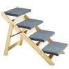 Wooden Pet Steps and Ramp Combo, 2-in-1 Design, Foldable Access for Beds, Sofas, and Vehicles, 4-Step Structure for Pets of Small to Large Size, Suppo