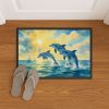 Dolphins in the Bay Doormat Front Door Mat Indoor Outdoor Rugs for Entryway, Non Slip Washable Low Pile, 24H X 36W