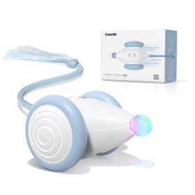 Cheerble Smart Interactive Toy, Wicked Mouse Neo, Automatic Running with Tail and Lights, Rechargeable for Bored Adult Felines (Color: Blue)