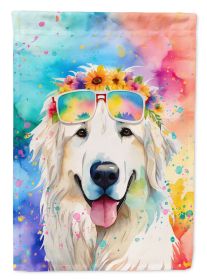 Great Pyrenees Hippie Dawg House Flag Large Porch Sleeve Pole Decorative Outside Yard Banner Artwork Wall Hanging, Polyester, House Size, Multicolor (Default: Default)